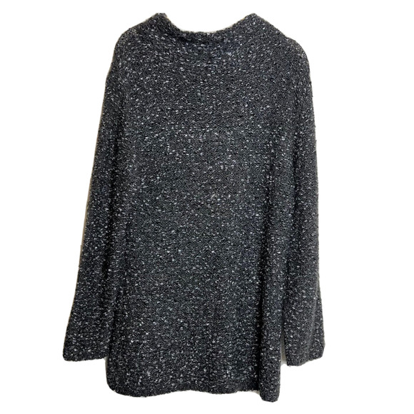 Antonio Melani Womens Sweater Large Black Silver Knobby Texture Chunky Mock Neck - Picture 4 of 6